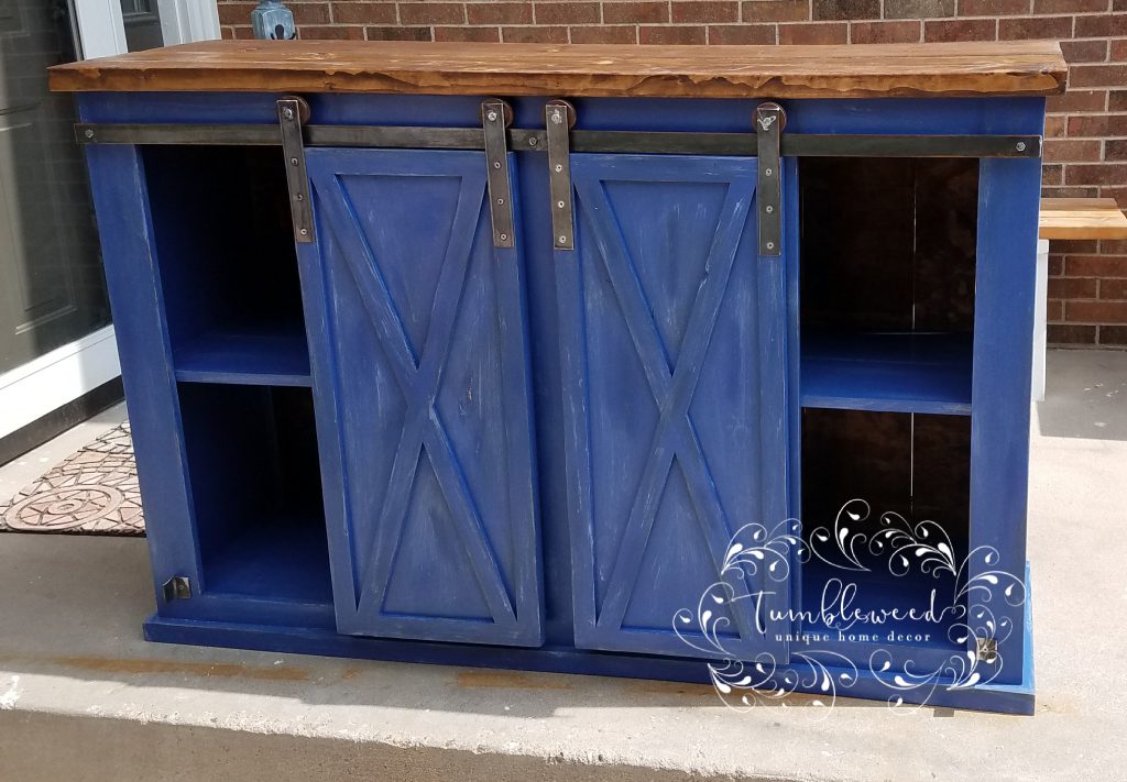 Custom Farm Style Barn Door Console Cabinet