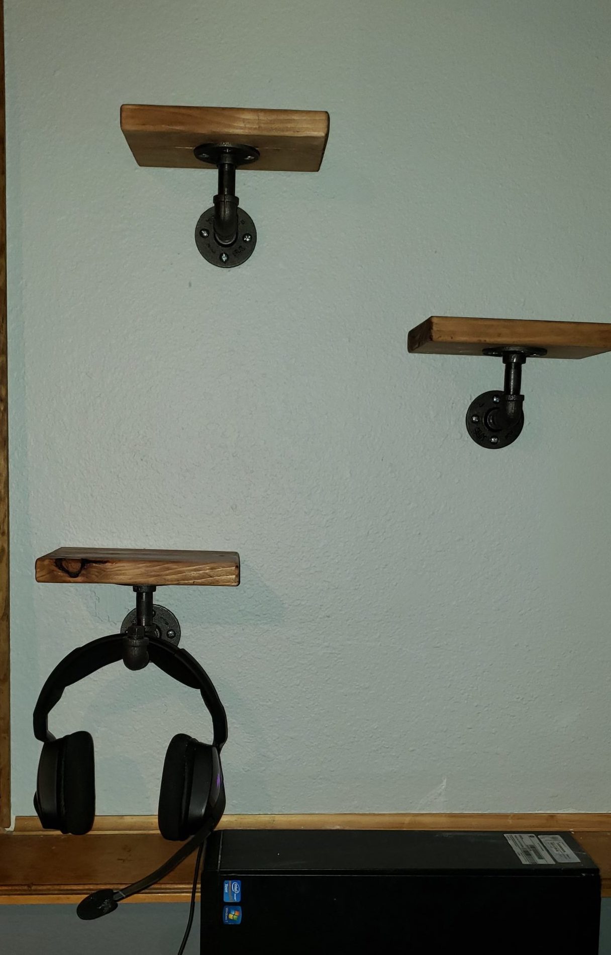 Black Pipe and Pine Shelves