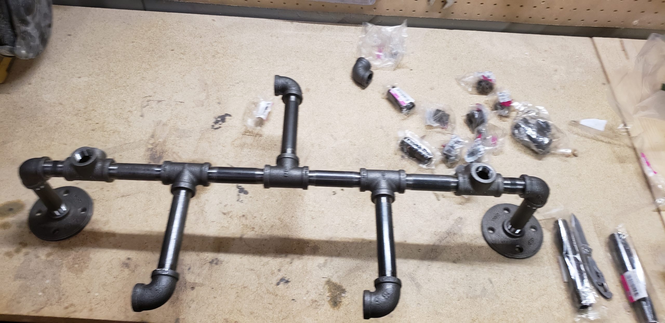 Black Pipe Coat hanger Assembly