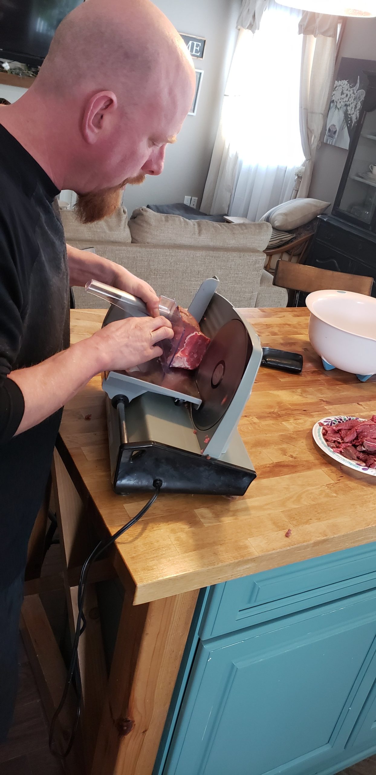 Slicing the beef