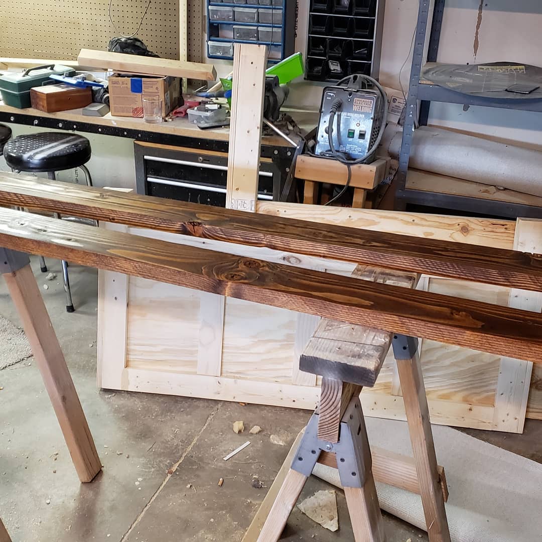 Staining the conference table pieces
